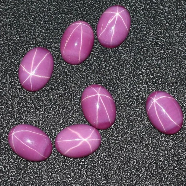 Oval Cabochon 5X7mm Synthetic Star Sapphire Six Rays Gemstone for Ring Making