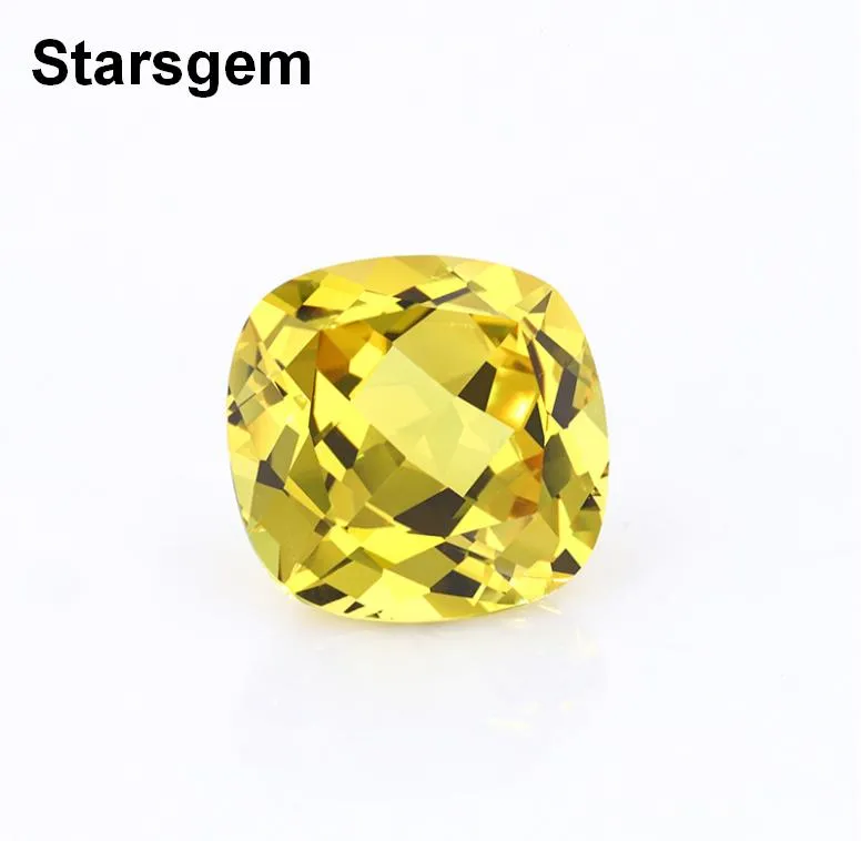Starsgem для изготовления ювелирных изделий, искусственный сапфир 3 карата, созданный в лаборатории, 8x8 мм, 8 мм, желтый сапфир огранки «подушка»